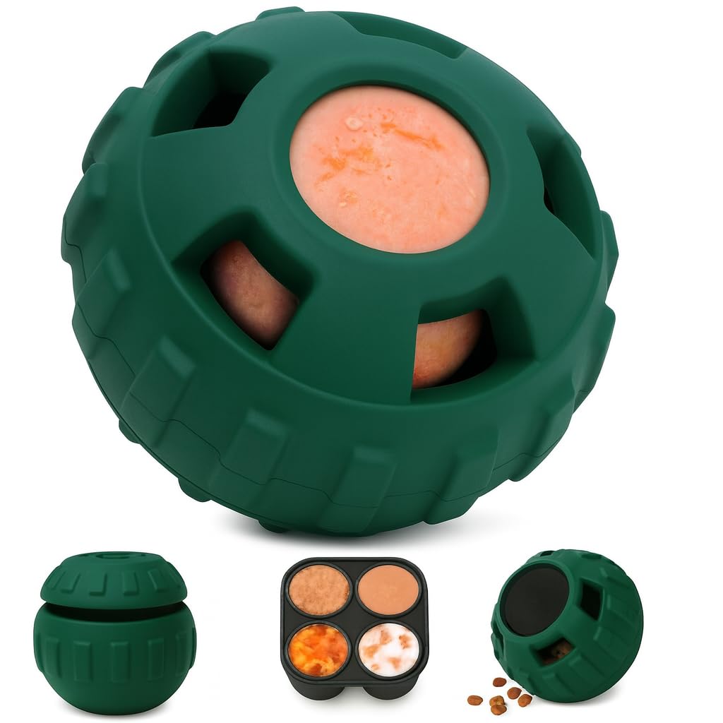 4-in-1 Treat Dispensing Dog Toy (Small, Green)