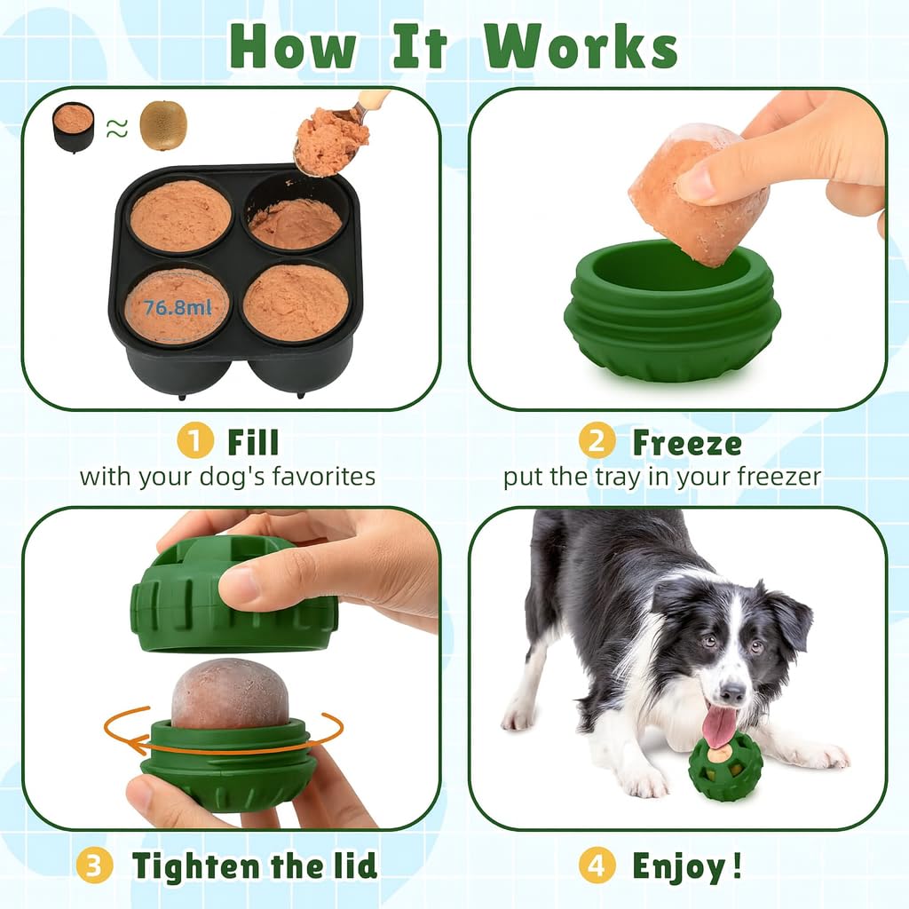 4-in-1 Treat Dispensing Dog Toy (Small, Green) - Image 3