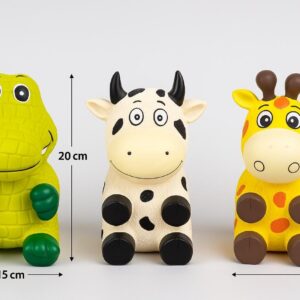 Squeaky Dog Toy Set of 3 – Cow, Alligator & Giraffe