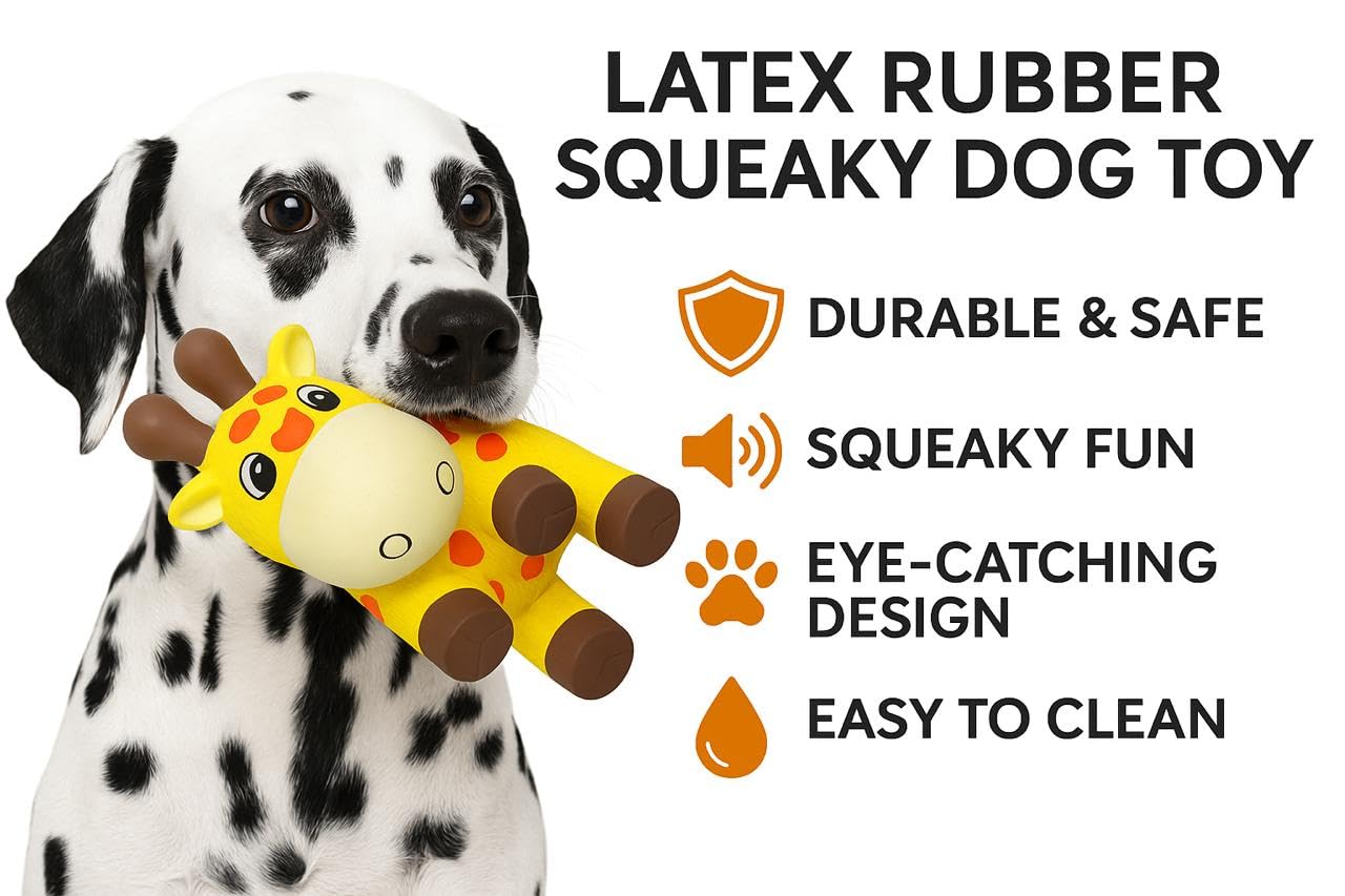 Latex Squeaky Dog Toy Combo – Giraffe & Cow - Image 3