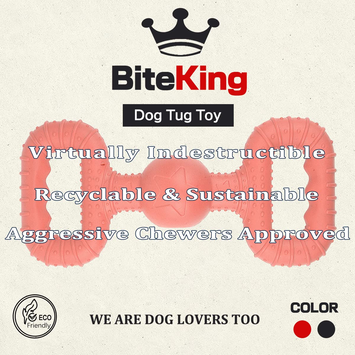 Natural Rubber Dog Toy – Large, Red, Black (Pack of 2) - Image 5