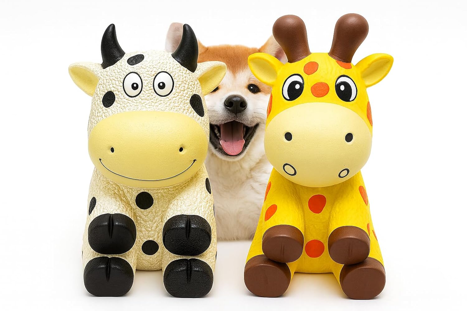Latex Squeaky Dog Toy Combo – Giraffe & Cow - Image 5