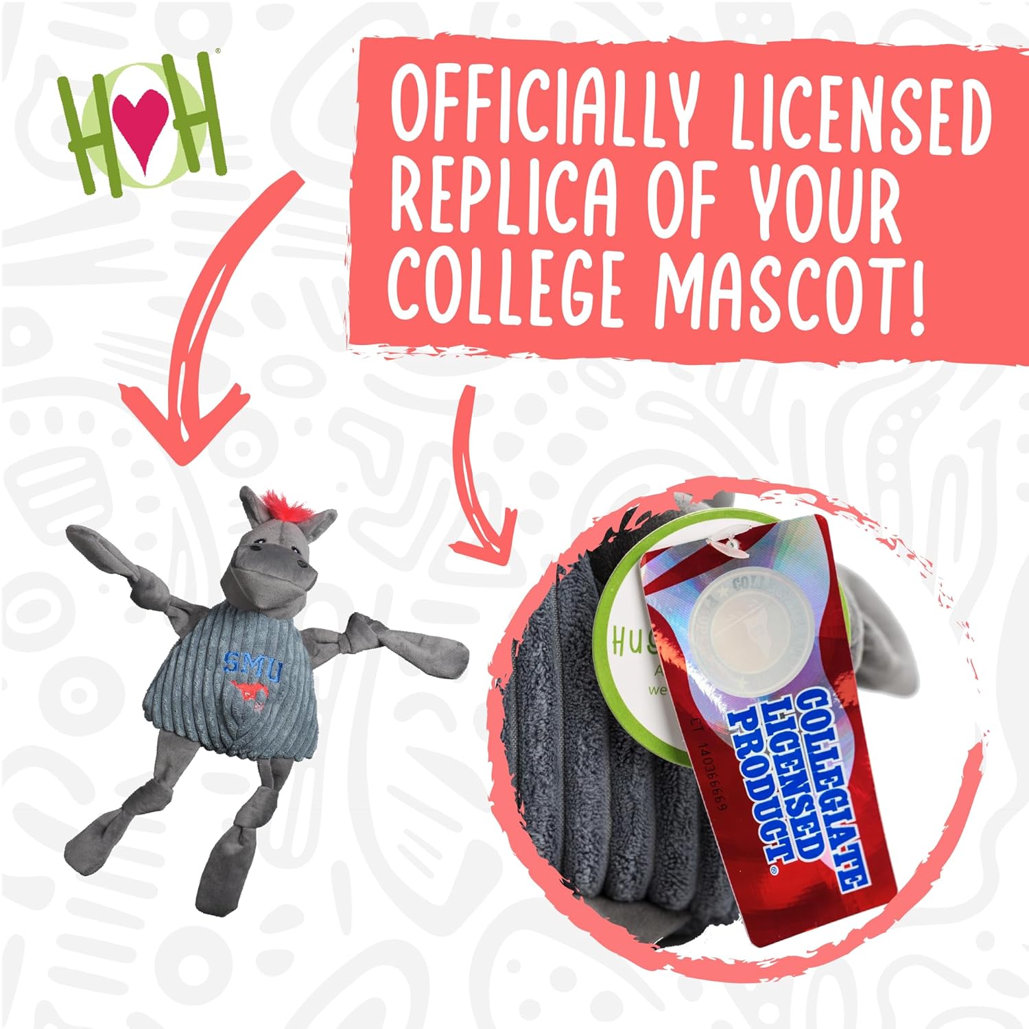 Plush College Mascot Dog Toy – TEXAS Longhorn (Large) - Image 3